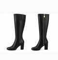 Michael Kors Black Knee-High Boots with Gold Zipper
