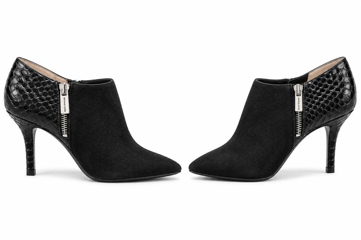 Michael Kors Black Suede Pointed-Toe Booties Clara