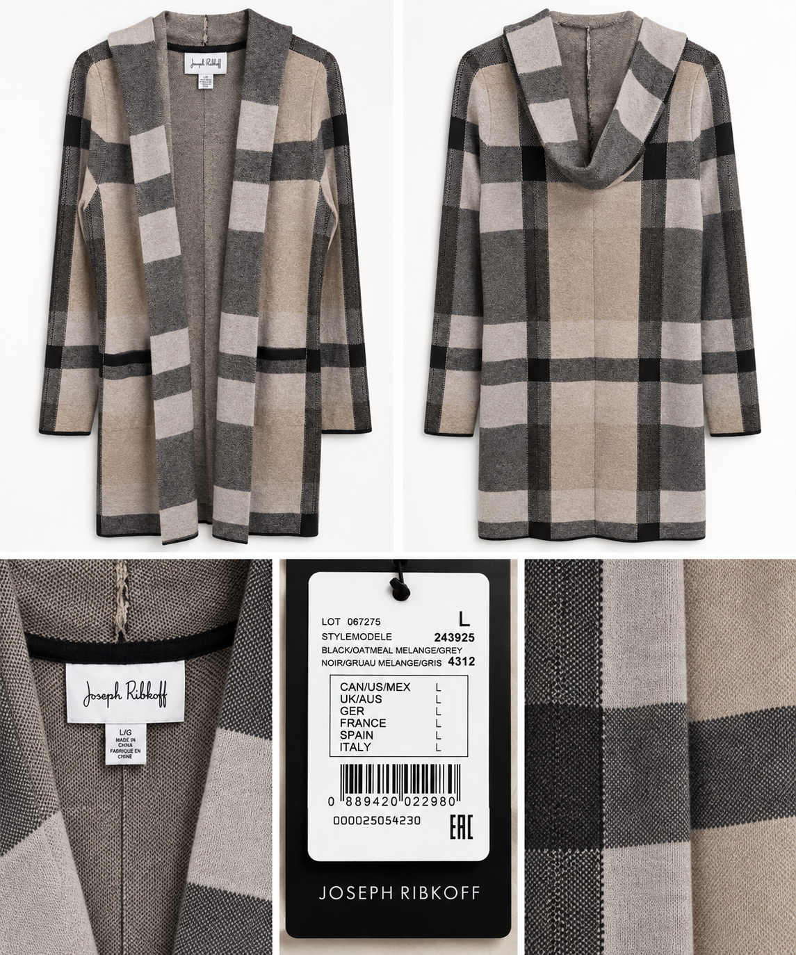 Joseph Ribkoff Plaid Long Cardigan