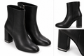 Michael Kors Black Leather Ankle Boots with Block Heel