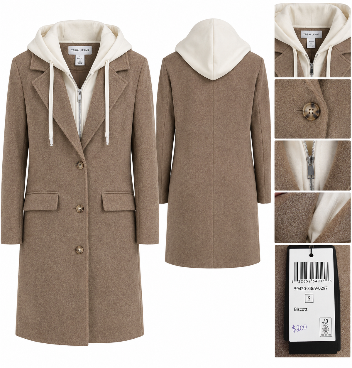 Tribal Hooded Long Blazer Coat