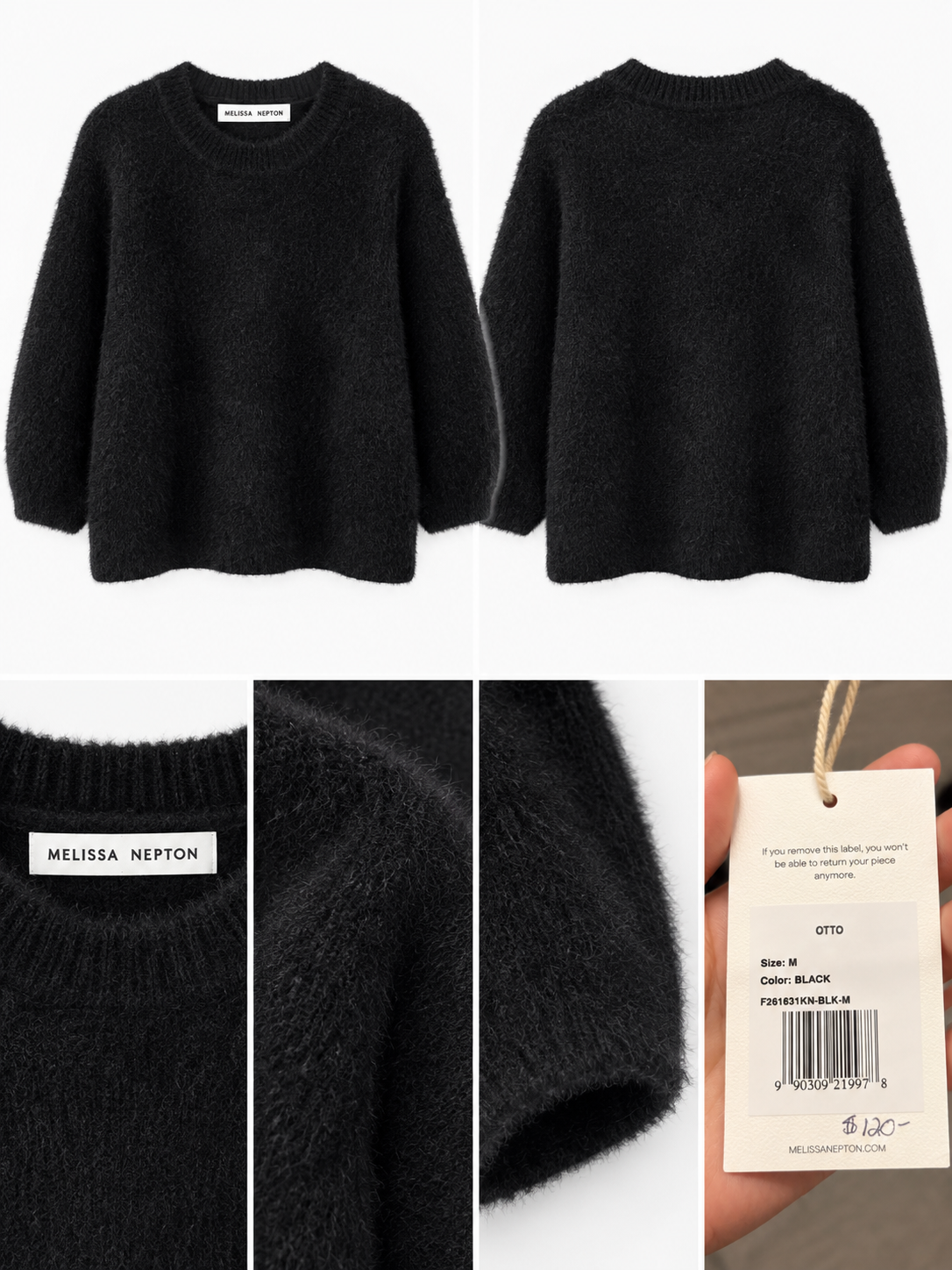 Melissa Nepton Otto Black Fuzzy Sweater