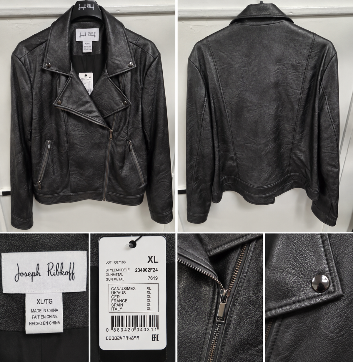 Joseph Ribkoff Black Faux Leather Moto Jacket