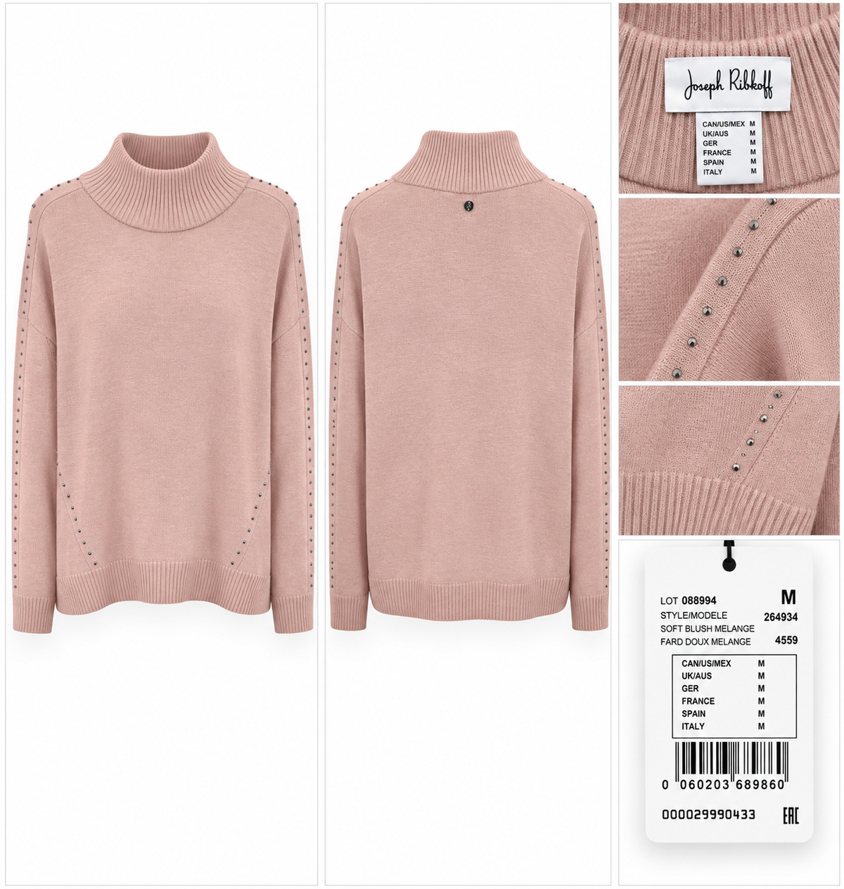 Joseph Ribkoff Blush Pink Turtleneck Sweater