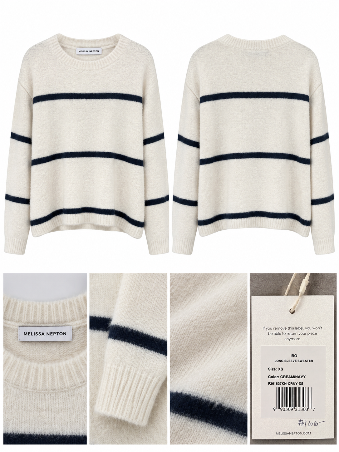 Melissa Nepton Cream & Navy Striped Sweater