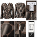 Joseph Ribkoff Brown Abstract Print Zip-Front Jacket