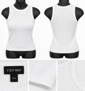 Bamboo by C’est Moi Ribbed High-Neck Tank – White
