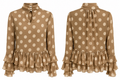 TRIBAL Pashmina Polka Dot Ruffle Blouse