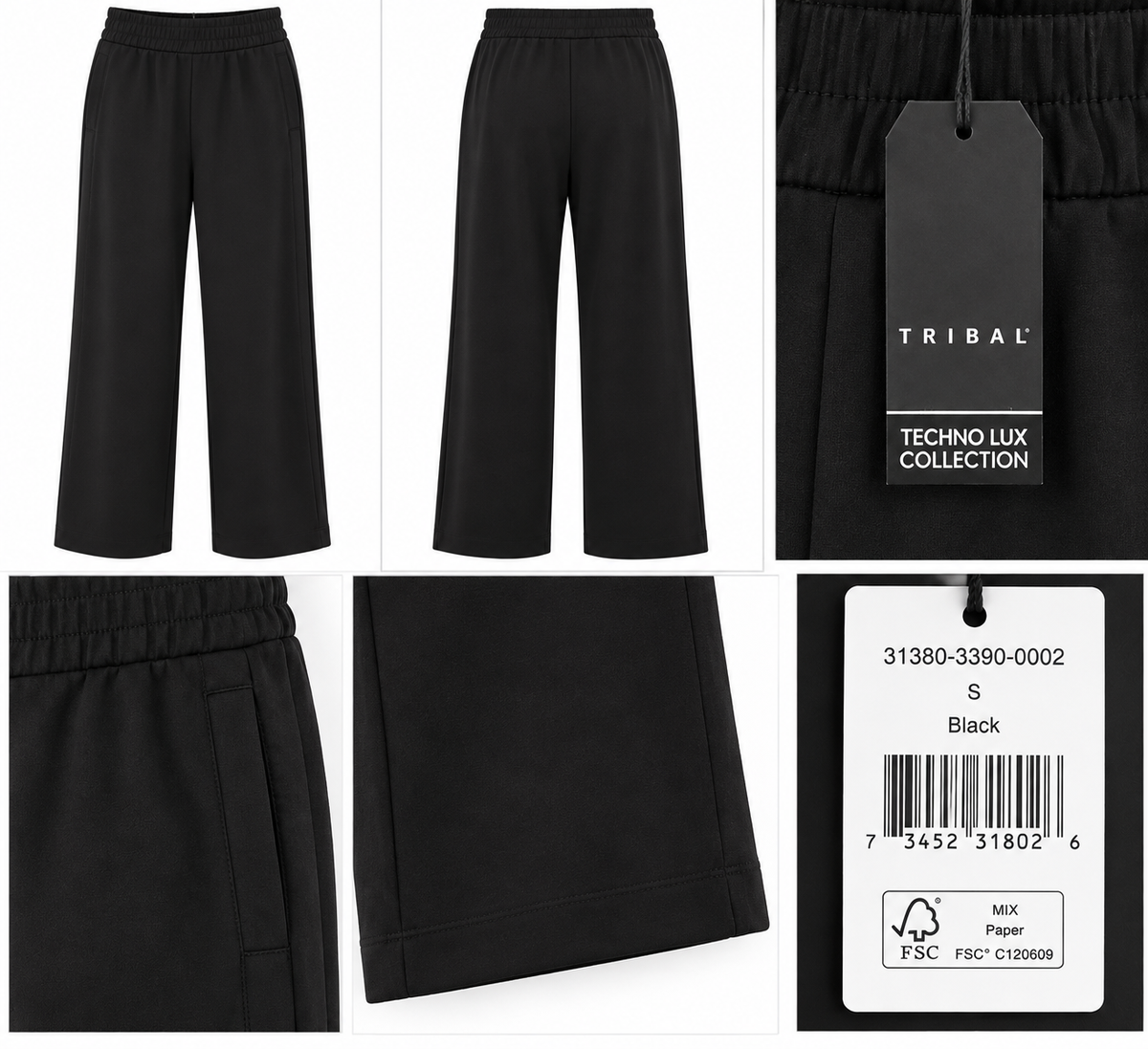 TRIBAL Black Pull-On Wide-Leg Pants