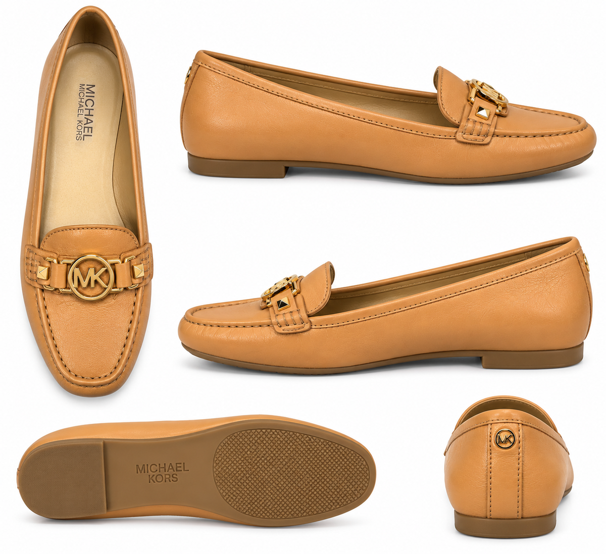 MICHAEL Michael Kors Tan Logo Loafers Charm