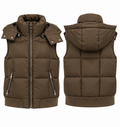 Fossil Brown Hooded Puffer Vest