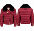 Michael Kors Burgundy Quilted Puffer Jacket with Black Fur Collar