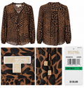 Michael Kors Animal Print Button-Front Blouse