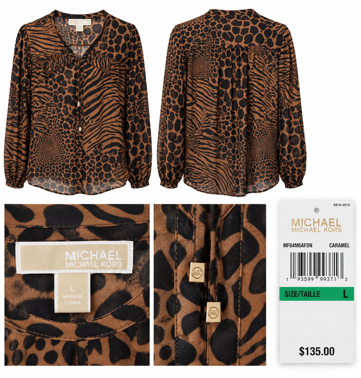 Michael Kors Animal Print Button-Front Blouse