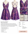 Alyce Paris Purple Sequin Cocktail Dress