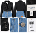 Blue Thread Black Ribbed Denim-Trim Blazer