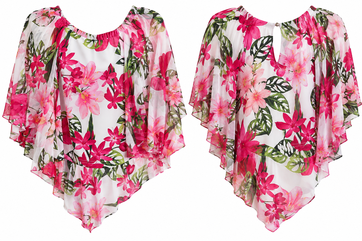 Joseph Ribkoff Floral Asymmetrical Poncho Top