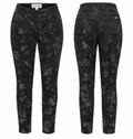 Joseph Ribkoff Black Floral Print Slim-Leg Pants