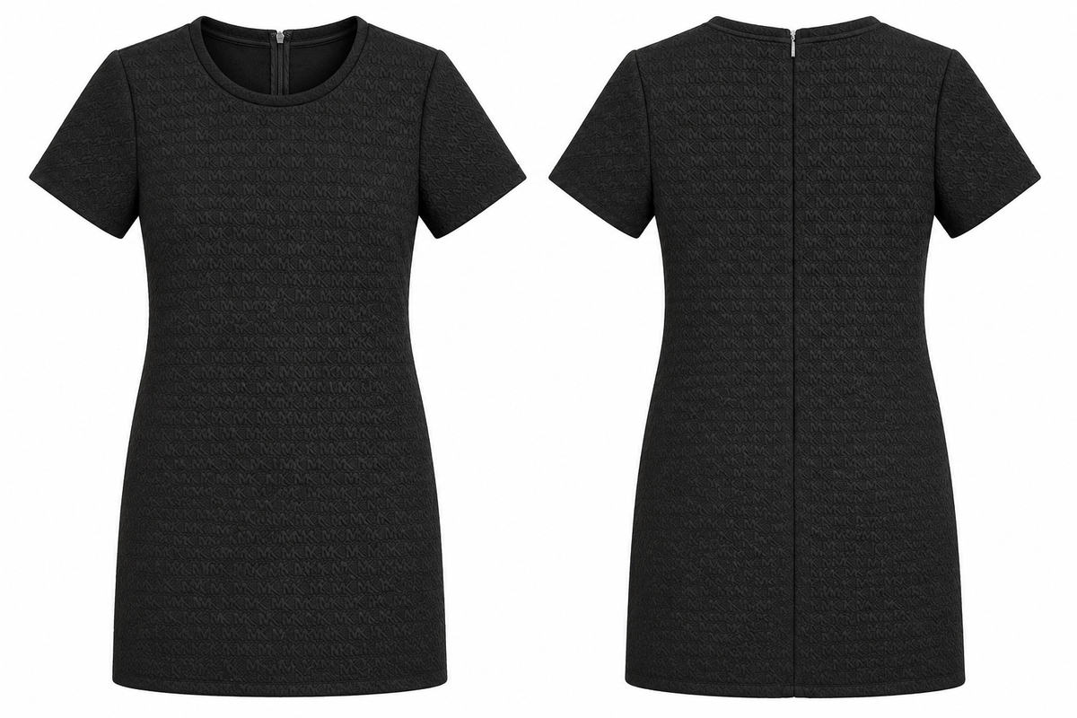 Michael Kors Black Textured Short-Sleeve Dress