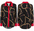Joseph Ribkoff Chain Print Button-Front Blouse