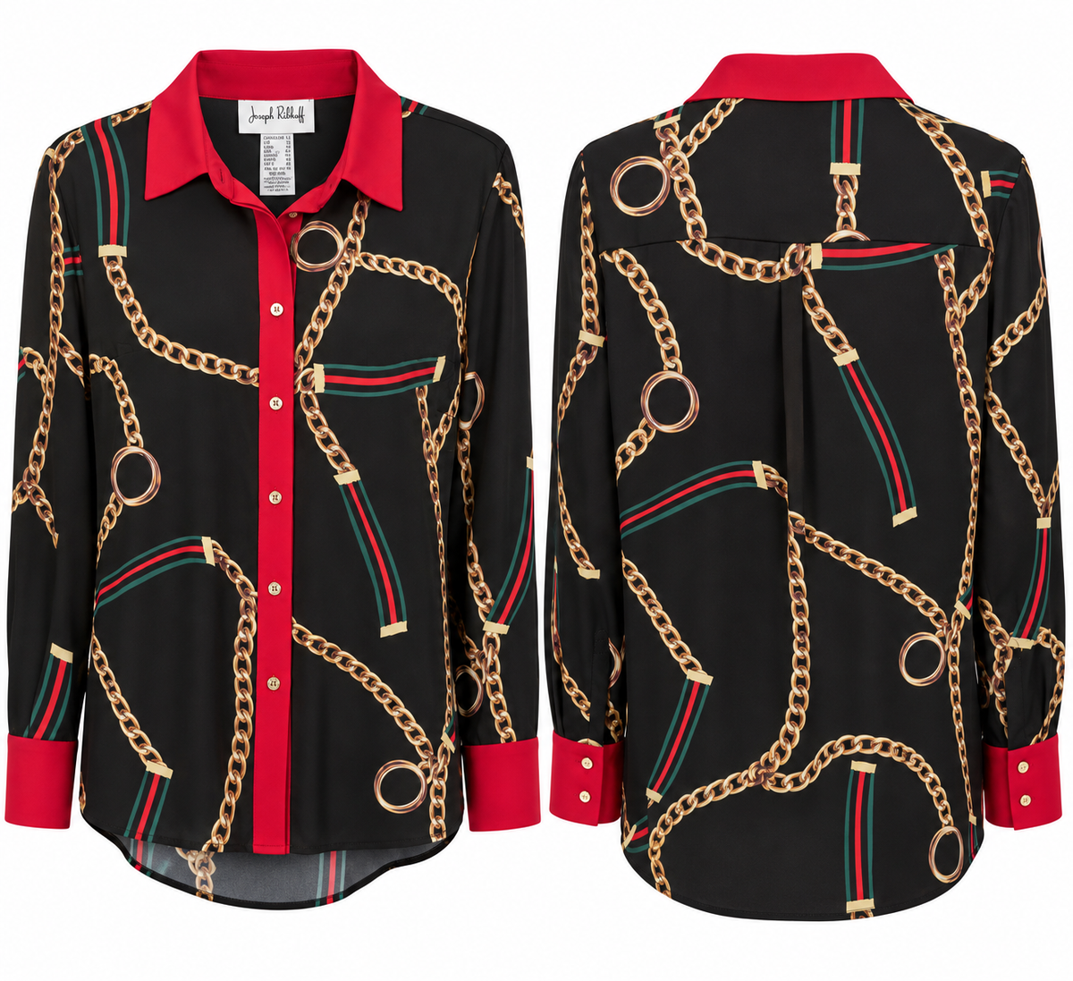 Joseph Ribkoff Chain Print Button-Front Blouse