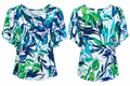 Joseph Ribkoff Blue & Green Tropical Print Top