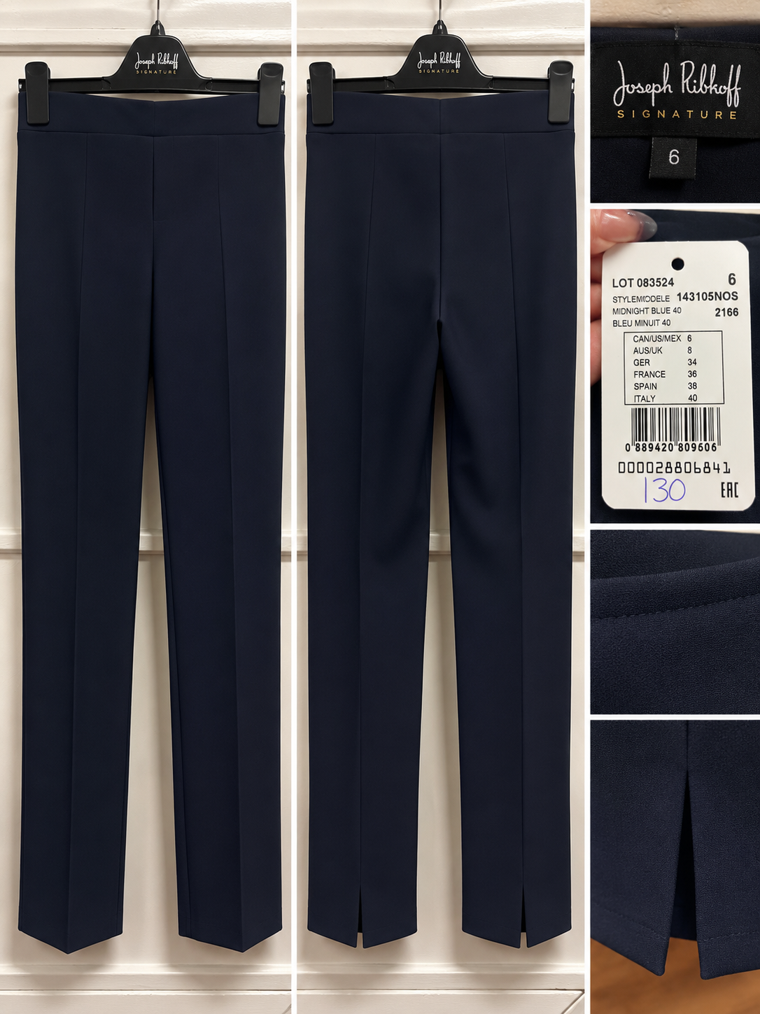 Joseph Ribkoff Midnight Blue Pull-On Slit Hem Pants