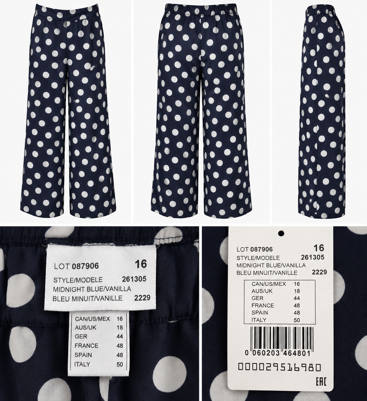 Joseph Ribkoff Black & White Polka Dot Wide-Leg Pants
