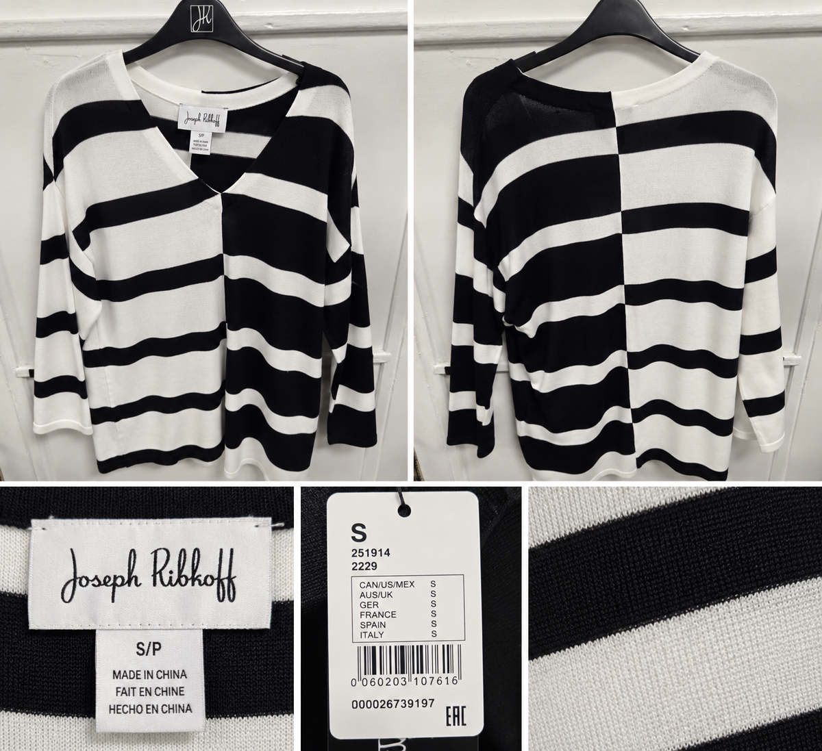 Joseph Ribkoff Black & Navy Striped Top