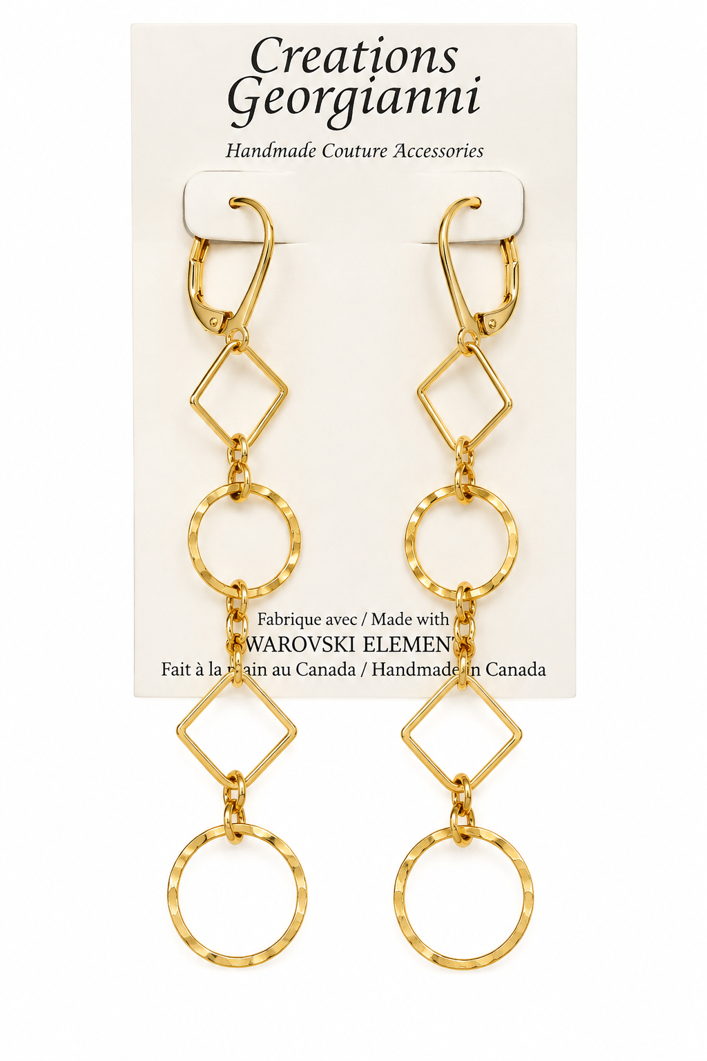 Creations by Georgianna Gold Geometric Drop Earrings