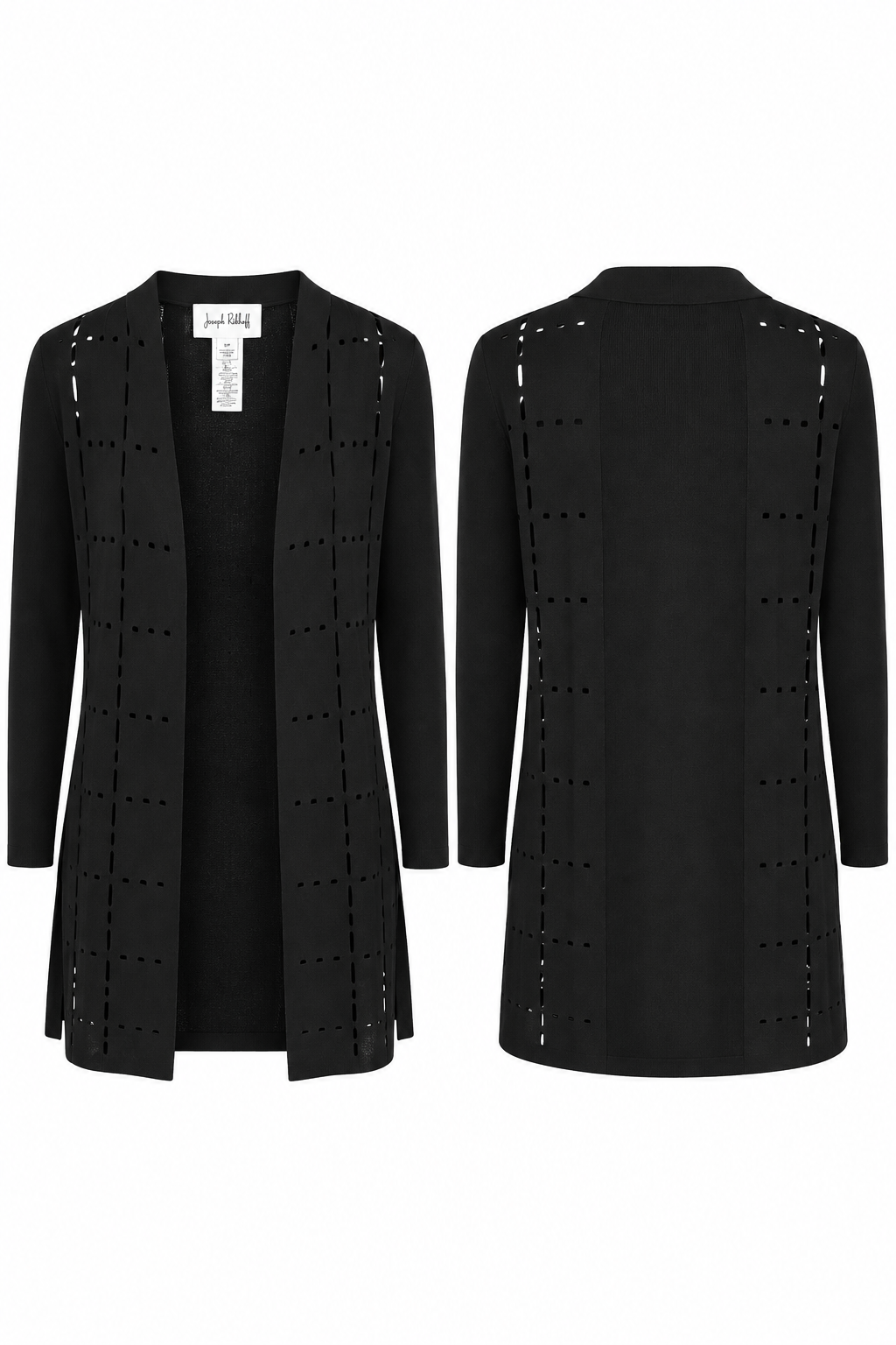 Joseph Ribkoff Black Open-Front Long Cardigan