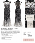 Montage by Mon Cheri Floral Appliqué Evening Gown