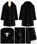 Joseph Ribkoff Black Chevron Faux Fur Coat