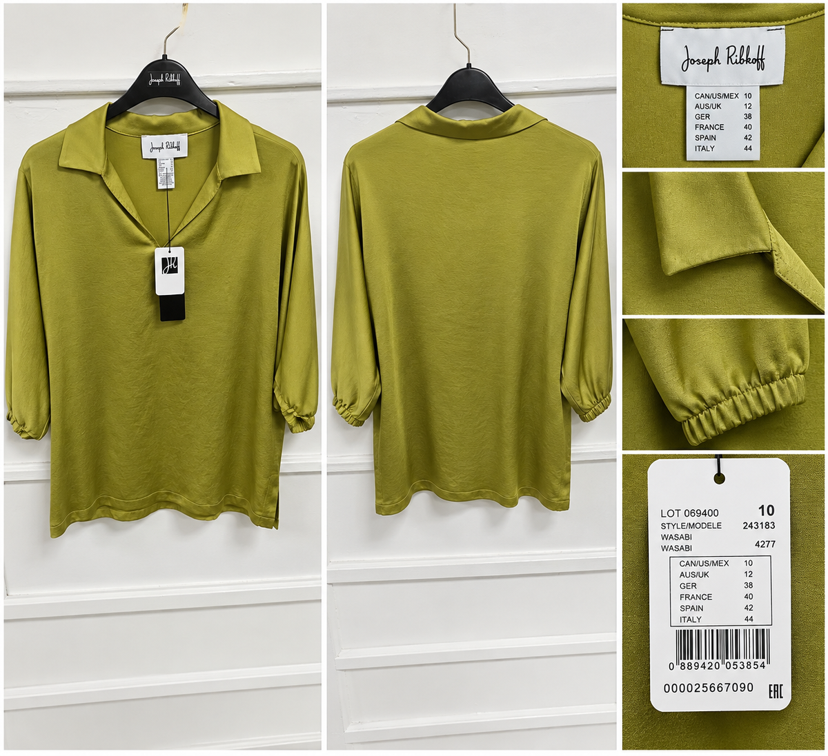 Joseph Ribkoff Lime Green Collared Top