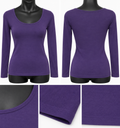 Bamboo by C’est Moi Long Sleeve Scoop Neck Top – Purple
