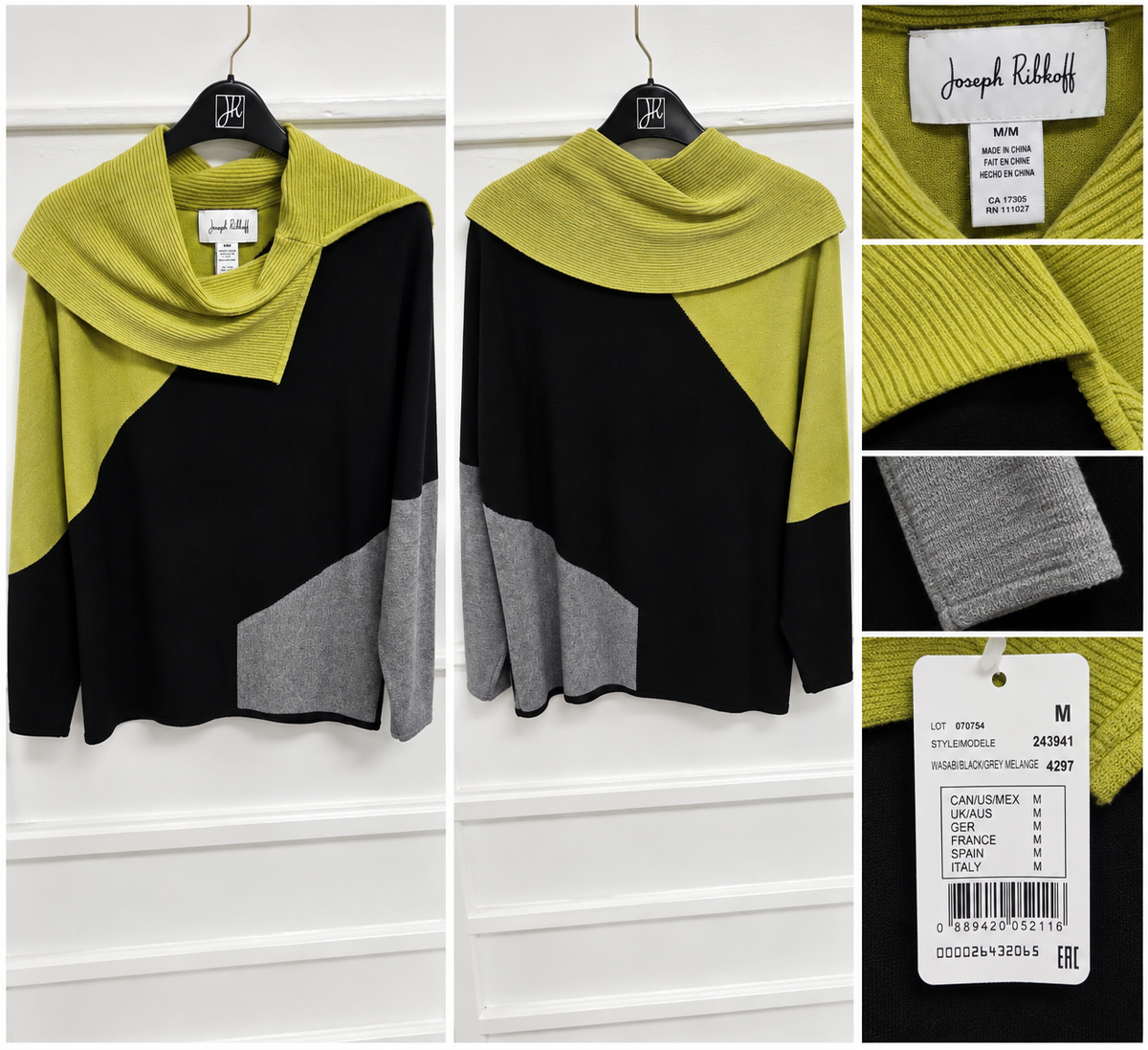 Joseph Ribkoff Colour Block Cowl Neck Sweater