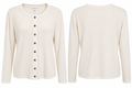 Cream Button-Front Long Sleeve Cardigan