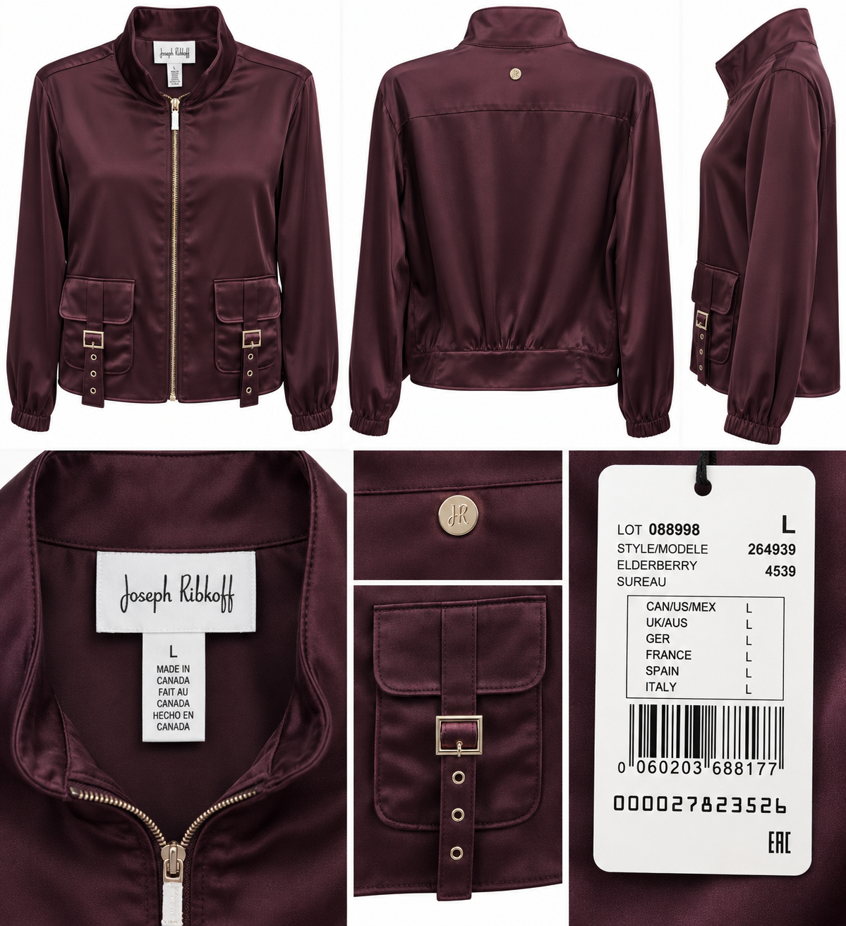 Joseph Ribkoff Burgundy Zip-Front Jacket