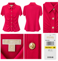 Michael Kors Fuchsia Ruched Button-Front Top