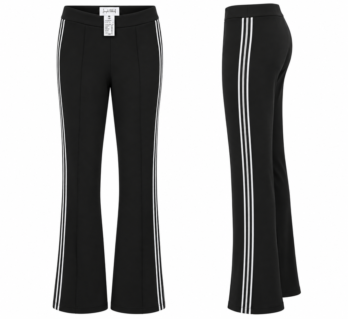 Joseph Ribkoff Black Flared Pants with Side Stripe