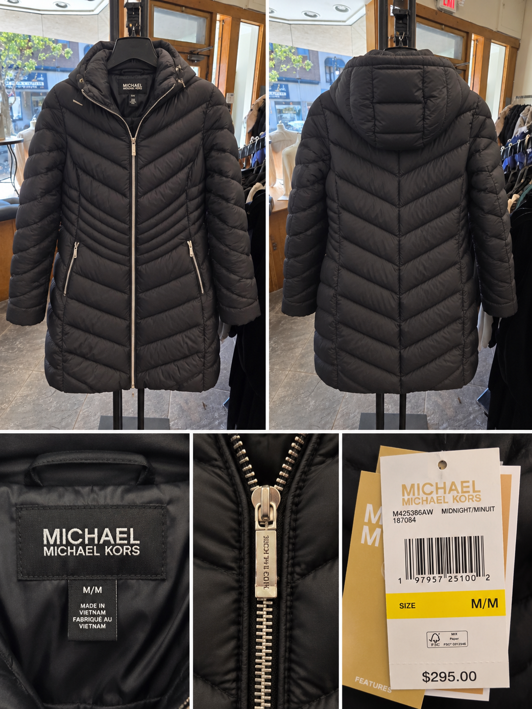 Michael Kors Women's Black Quilted Long Puffer Coat