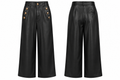 Frank Lyman Black Faux Leather Cropped Wide-Leg Culottes