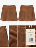 Melissa Nepton Suede-Look A-Line Skirt – Brown
