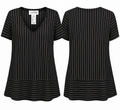 Joseph Ribkoff Black Pinstripe V-Neck Top