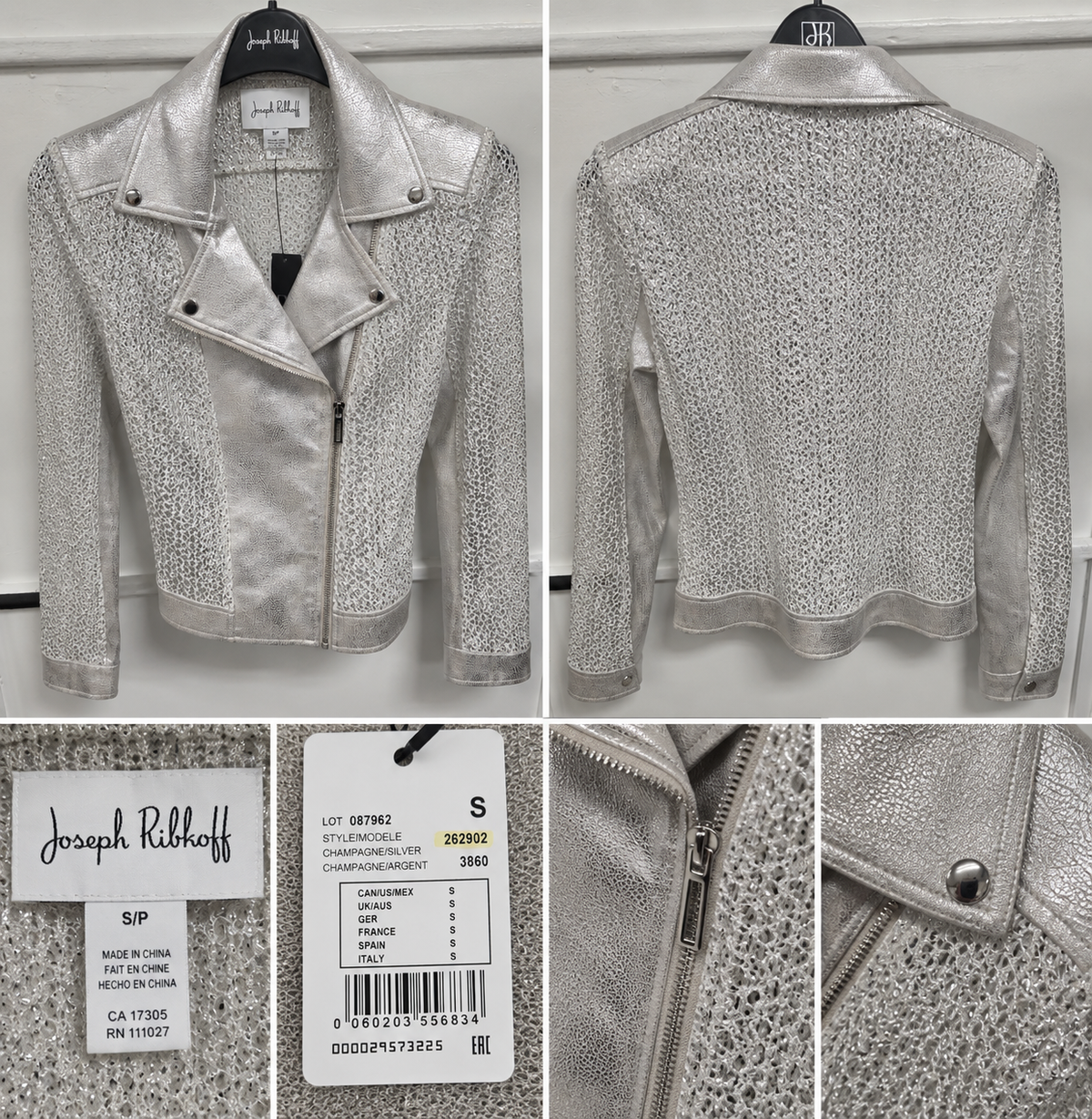 Joseph Ribkoff Silver Metallic Moto Jacket