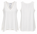 Joseph Ribkoff White V-Neck Sleeveless Tunic