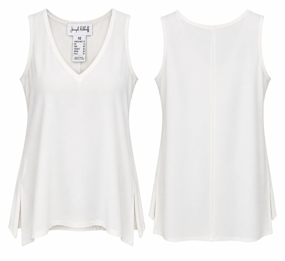 Joseph Ribkoff White V-Neck Sleeveless Tunic