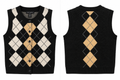 TRIBAL Black Argyle Button-Front Sweater Vest