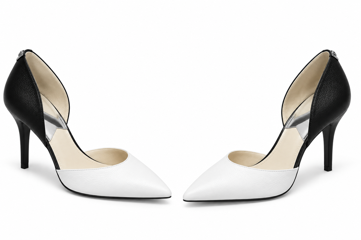 Michael Kors Black & White Two-Tone Pointed-Toe Stiletto Heels
