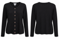 Black Button-Front Long Sleeve Cardigan
